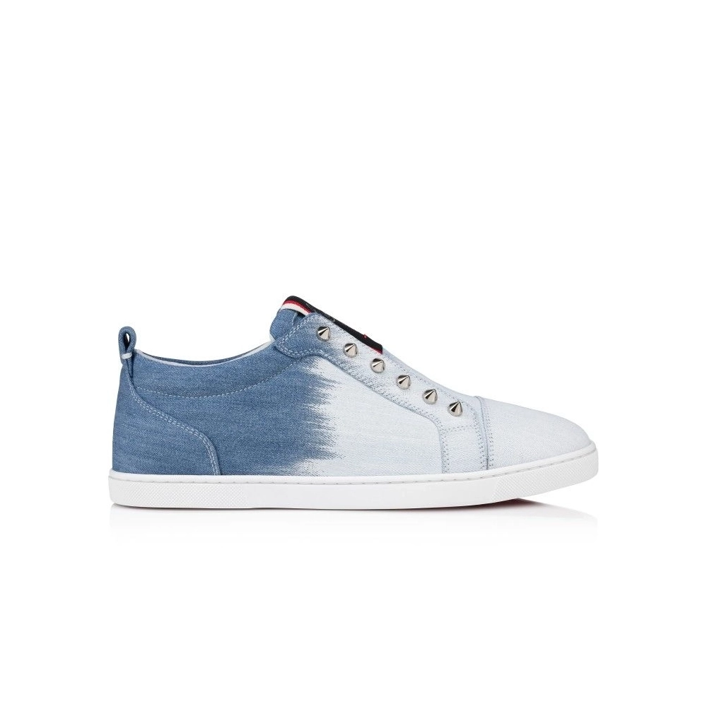 Cheap Christian Louboutin F.A.V Fique A Vontade Slip-On Sneakers Denim Brushed Effect for Sale