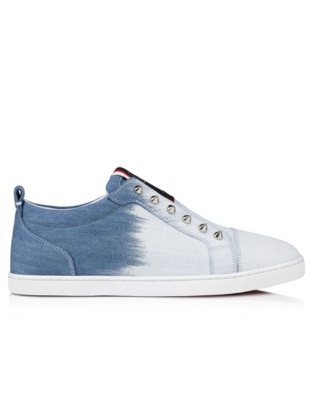 Cheap Christian Louboutin F.A.V Fique A Vontade Slip-On Sneakers Denim Brushed Effect for Sale