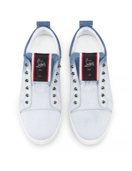 Cheap Christian Louboutin F.A.V Fique A Vontade Slip-On Sneakers Denim Brushed Effect for Sale