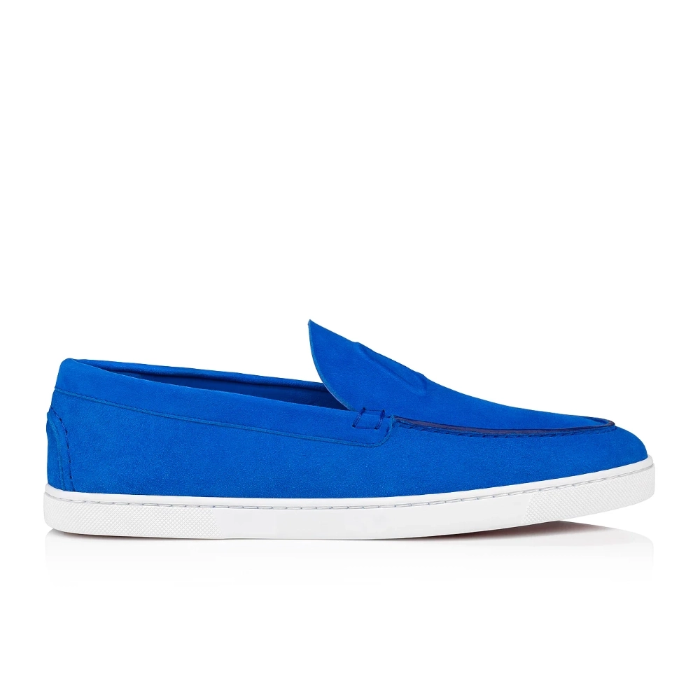Fake Christian Louboutin Varsiboat Boat Shoes Suede Calf Leather Electric Blue