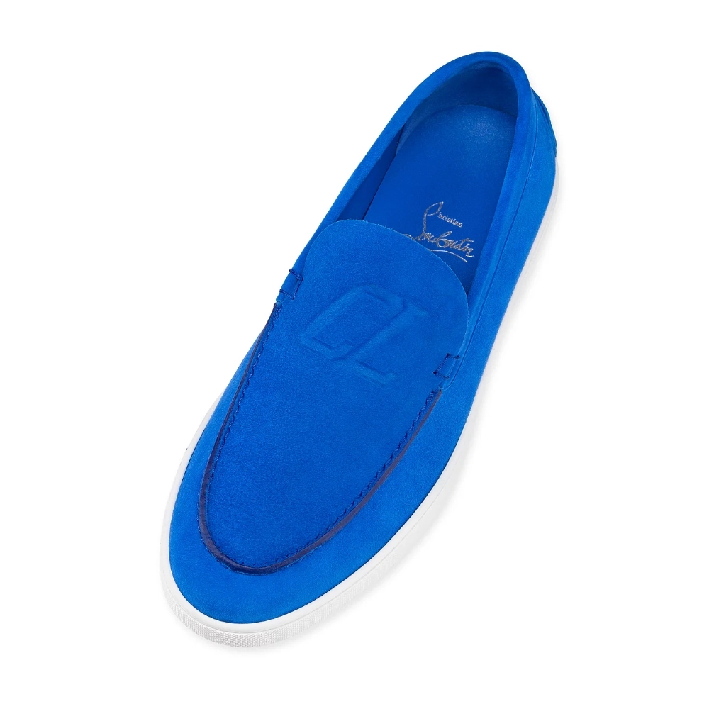 Fake Christian Louboutin Varsiboat Boat Shoes Suede Calf Leather Electric Blue