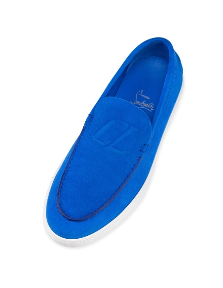 Fake Christian Louboutin Varsiboat Boat Shoes Suede Calf Leather Electric Blue