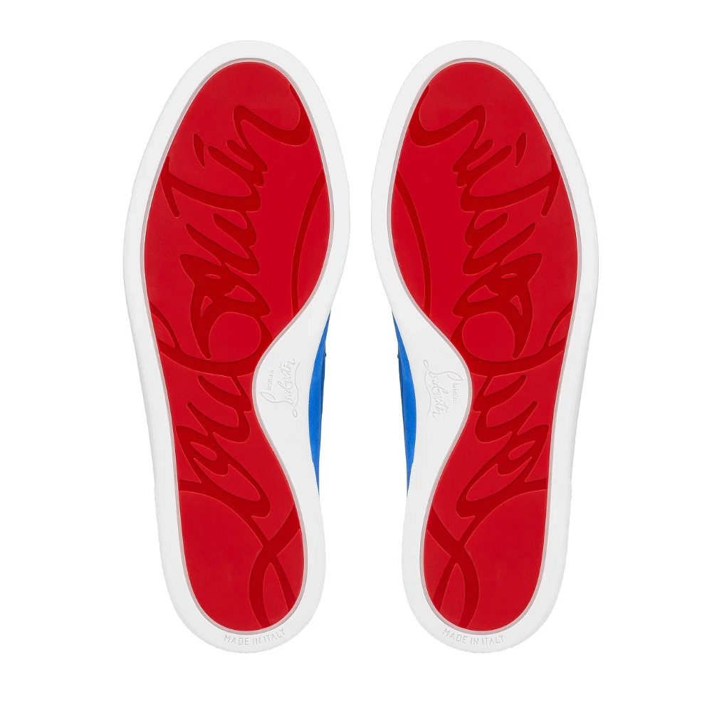 Fake Christian Louboutin Varsiboat Boat Shoes Suede Calf Leather Electric Blue