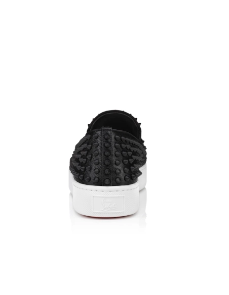 Fake Christian Louboutin Spikeboat Sneaker Alpin Leather Black Outlet Sale