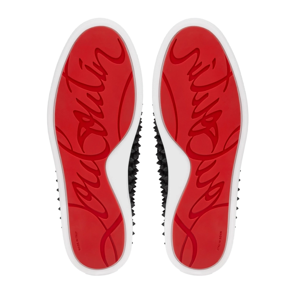 Fake Christian Louboutin Spikeboat Sneaker Alpin Leather Black Outlet Sale