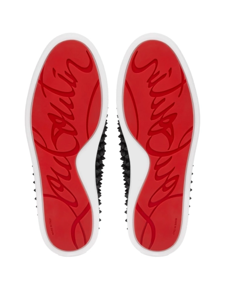 Fake Christian Louboutin Spikeboat Sneaker Alpin Leather Black Outlet Sale