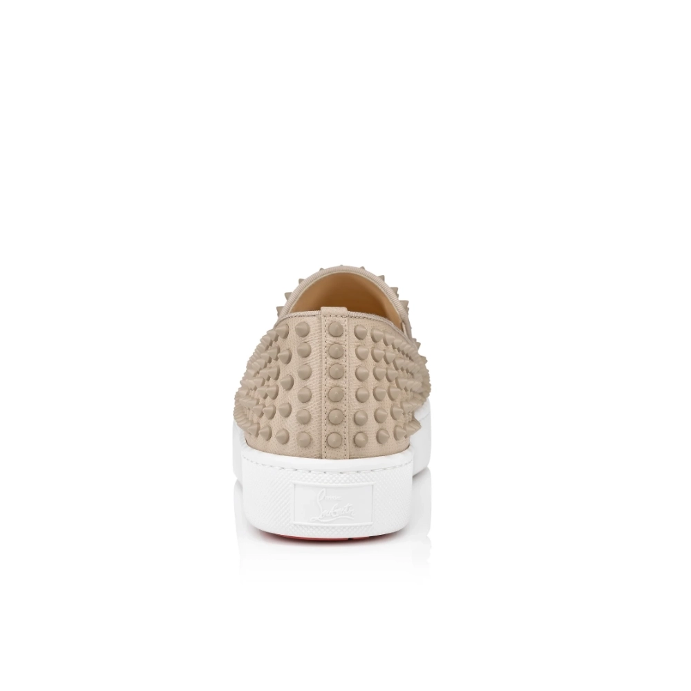 Knockoff Christian Louboutin Spikeboat Sneaker Alpin Leather Beige, Replica CL Shoes