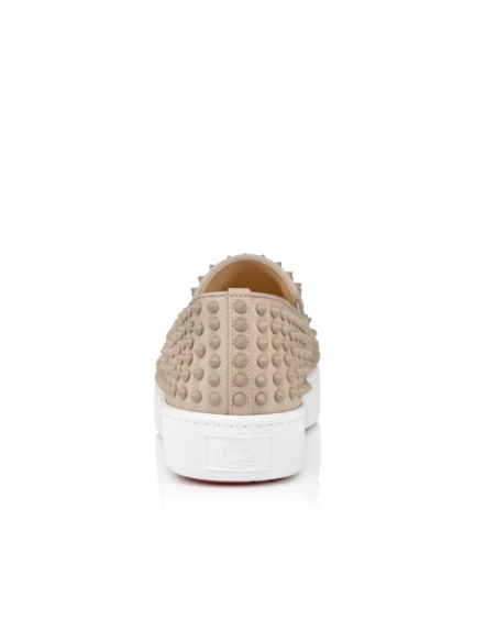 Knockoff Christian Louboutin Spikeboat Sneaker Alpin Leather Beige, Replica CL Shoes