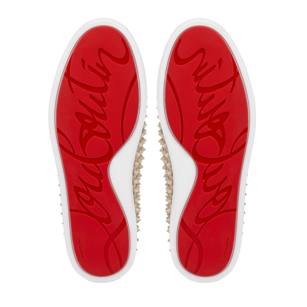 Knockoff Christian Louboutin Spikeboat Sneaker Alpin Leather Beige, Replica CL Shoes