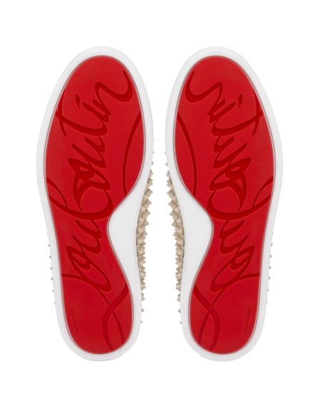 Knockoff Christian Louboutin Spikeboat Sneaker Alpin Leather Beige, Replica CL Shoes