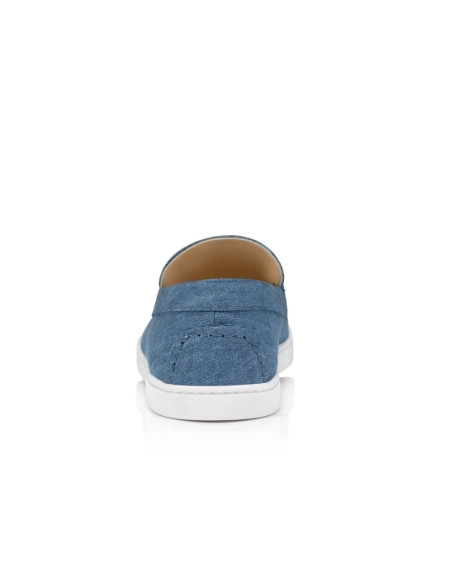 Cheap Christian Louboutin Varsiboat Boat Shoes Cotton Fabric Blue Sale Online, Discount CL Shoes