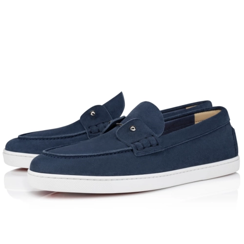 Replica Christian Louboutin Chambeliboat Loafer Reversed Nubuck Leather Blue