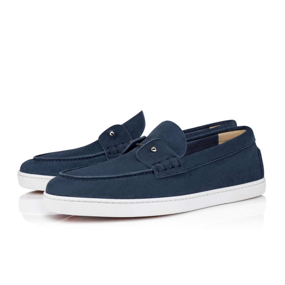 Replica Christian Louboutin Chambeliboat Loafer Reversed Nubuck Leather Blue