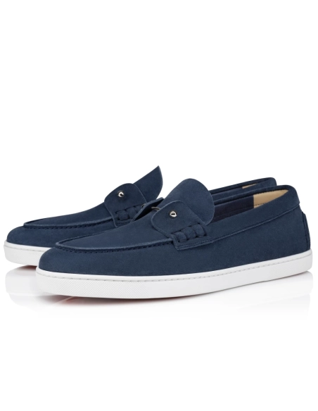 Replica Christian Louboutin Chambeliboat Loafer Reversed Nubuck Leather Blue