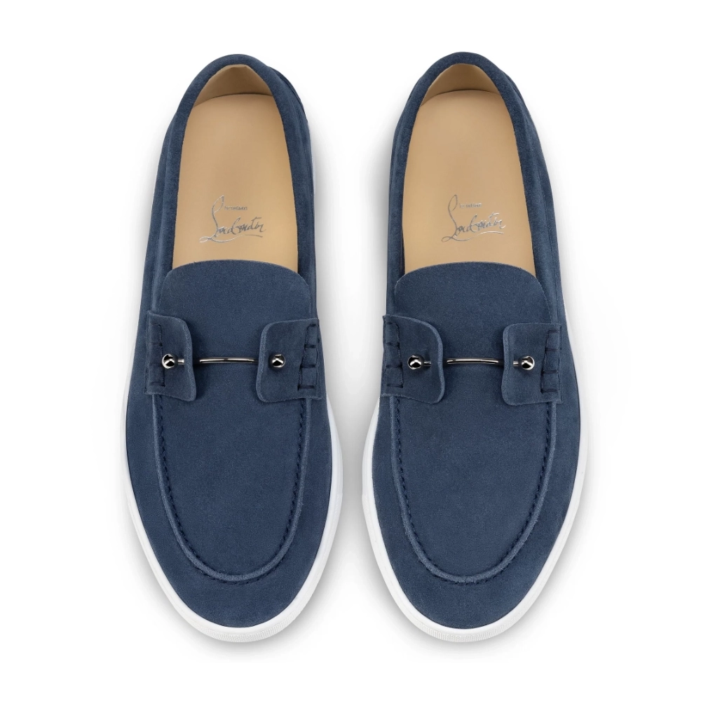 Replica Christian Louboutin Chambeliboat Loafer Reversed Nubuck Leather Blue