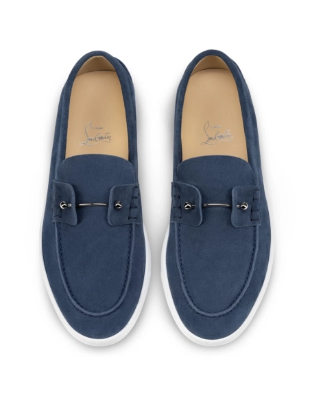Replica Christian Louboutin Chambeliboat Loafer Reversed Nubuck Leather Blue