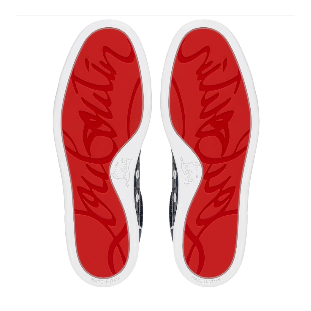 Replica Christian Louboutin Fun Vieira Sneakers Men Calf Leather With Alligator Embossing Blue