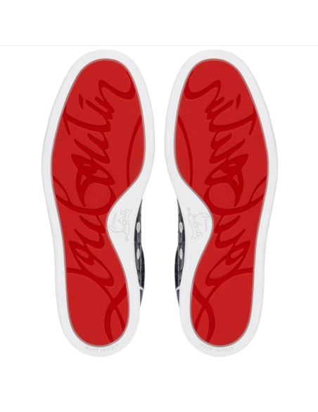 Replica Christian Louboutin Fun Vieira Sneakers Men Calf Leather With Alligator Embossing Blue