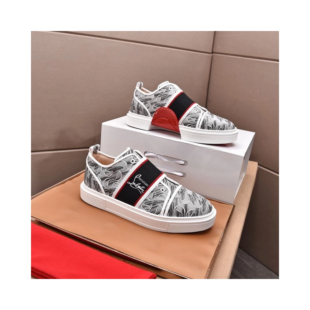Fake Christian Louboutin Adolescenza Sneakers Recycled Polyester Gray, Replica CL Shoes