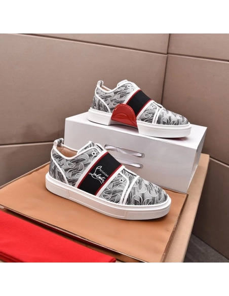 Fake Christian Louboutin Adolescenza Sneakers Recycled Polyester Gray, Replica CL Shoes
