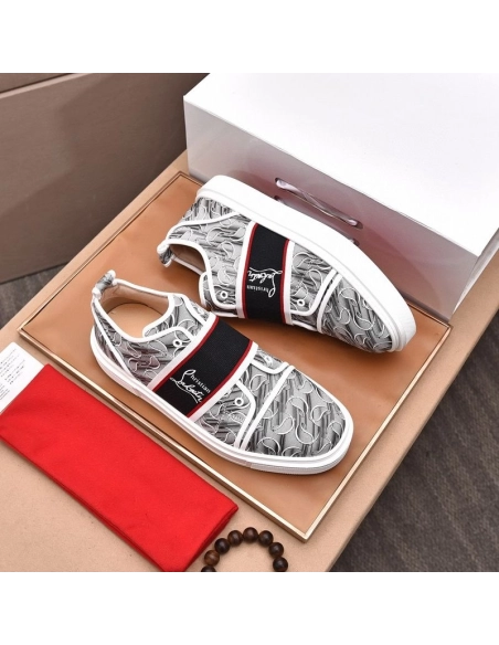 Fake Christian Louboutin Adolescenza Sneakers Recycled Polyester Gray, Replica CL Shoes