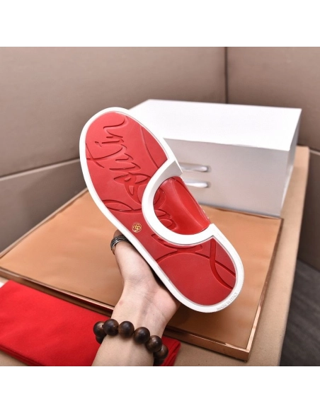 Fake Christian Louboutin Adolescenza Sneakers Recycled Polyester Gray, Replica CL Shoes