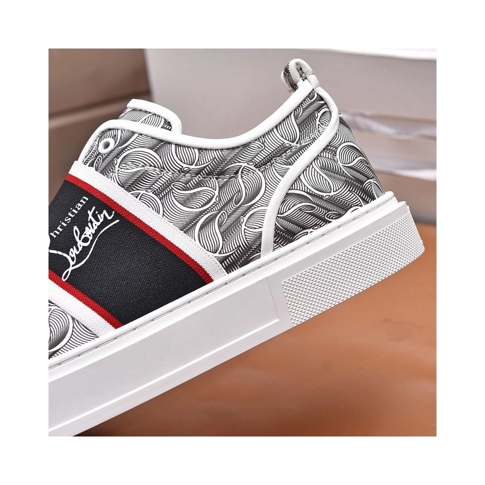 Fake Christian Louboutin Adolescenza Sneakers Recycled Polyester Gray, Replica CL Shoes