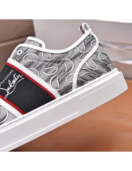 Fake Christian Louboutin Adolescenza Sneakers Recycled Polyester Gray, Replica CL Shoes