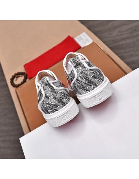 Fake Christian Louboutin Adolescenza Sneakers Recycled Polyester Gray, Replica CL Shoes