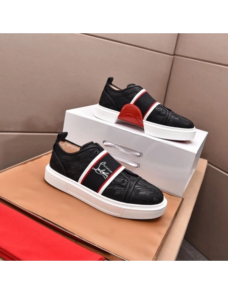 Knockoff Christian Louboutin Adolescenza Sneakers Recycled Polyester Black White