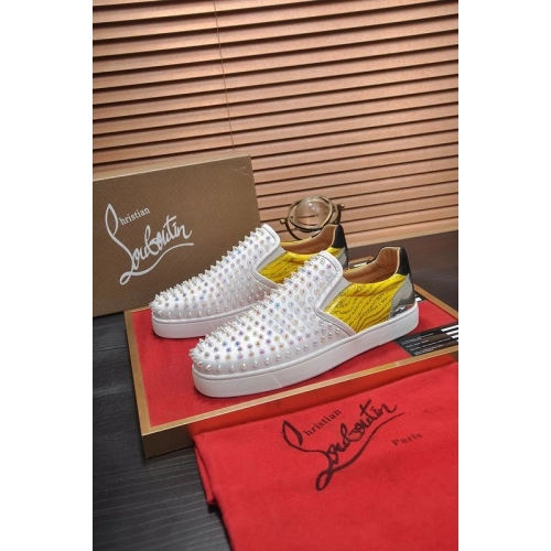 Fake Christian Louboutin Sailor Boat Orlato Spikes Slip On Sneakers White Yellow