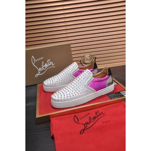 Replica Christian Louboutin Sailor Boat Orlato Spikes Slip On Sneakers Fuchsia