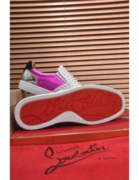Replica Christian Louboutin Sailor Boat Orlato Spikes Slip On Sneakers Fuchsia