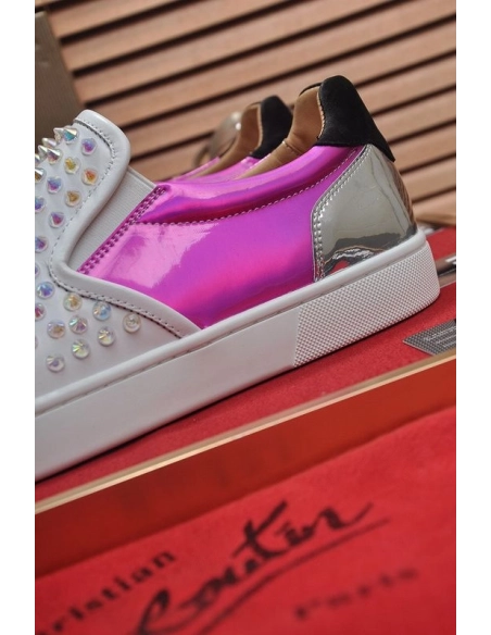 Replica Christian Louboutin Sailor Boat Orlato Spikes Slip On Sneakers Fuchsia