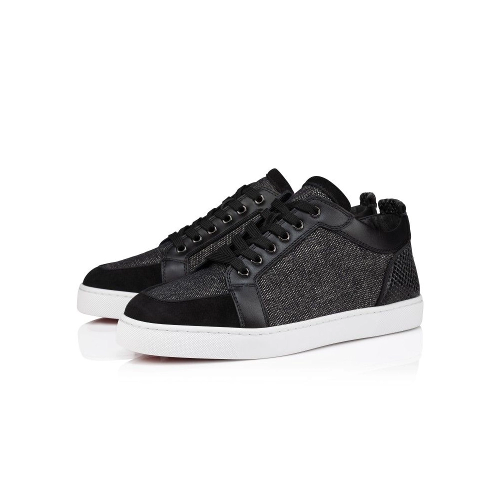 Replica Christian Louboutin Rantulow Orlato Sneakers Veau Velours Linen And Calf Leather Black