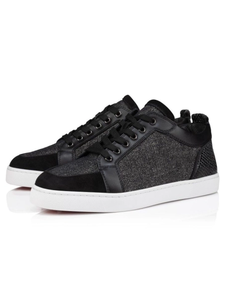Replica Christian Louboutin Rantulow Orlato Sneakers Veau Velours Linen And Calf Leather Black