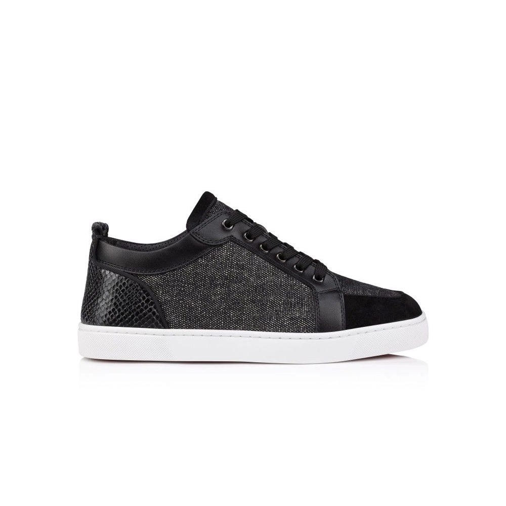 Replica Christian Louboutin Rantulow Orlato Sneakers Veau Velours Linen And Calf Leather Black