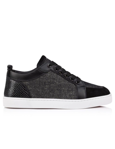Replica Christian Louboutin Rantulow Orlato Sneakers Veau Velours Linen And Calf Leather Black