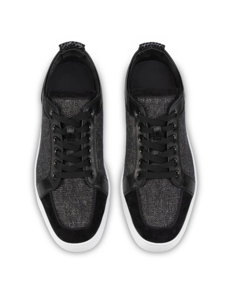 Replica Christian Louboutin Rantulow Orlato Sneakers Veau Velours Linen And Calf Leather Black