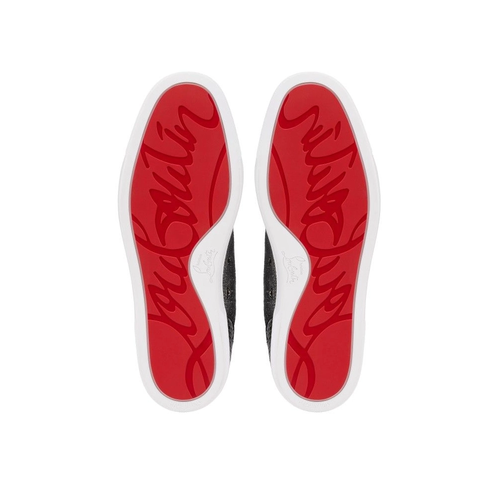 Replica Christian Louboutin Rantulow Orlato Sneakers Veau Velours Linen And Calf Leather Black