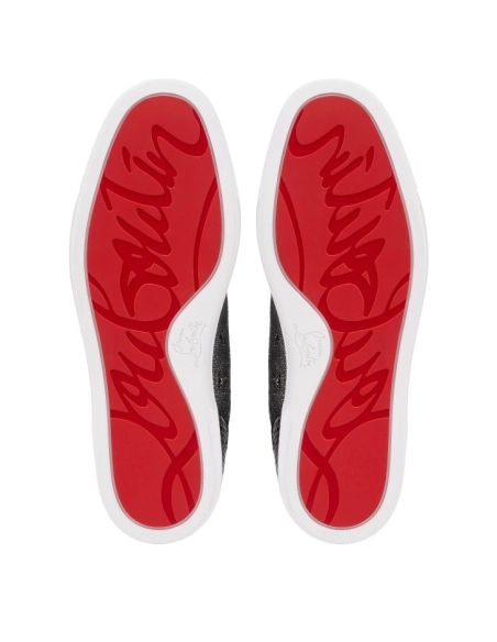 Replica Christian Louboutin Rantulow Orlato Sneakers Veau Velours Linen And Calf Leather Black