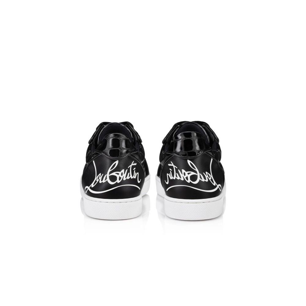 Fake Christian Louboutin Fun Vieira Orlato Sneakers Men Alligator Embossed Calf Leather Black