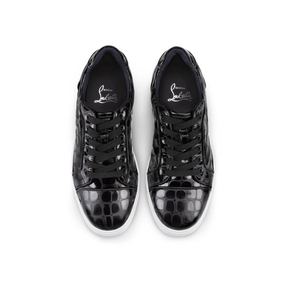 Fake Christian Louboutin Fun Vieira Orlato Sneakers Men Alligator Embossed Calf Leather Black