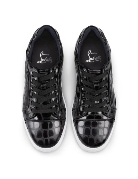 Fake Christian Louboutin Fun Vieira Orlato Sneakers Men Alligator Embossed Calf Leather Black