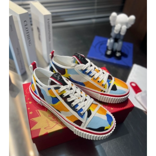 Fake Christian Louboutin Pedro Junior Sneakers Multicolor Fabric, Replica CL Shoes