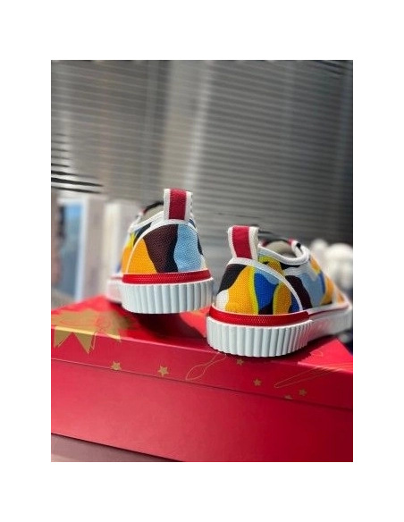 Fake Christian Louboutin Pedro Junior Sneakers Multicolor Fabric, Replica CL Shoes