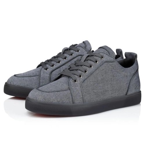 Replica Christian Louboutin Rantulow Sneakers Country Linen Smoky, Fake CL Shoes