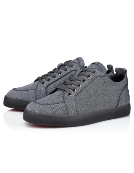 Replica Christian Louboutin Rantulow Sneakers Country Linen Smoky, Fake CL Shoes