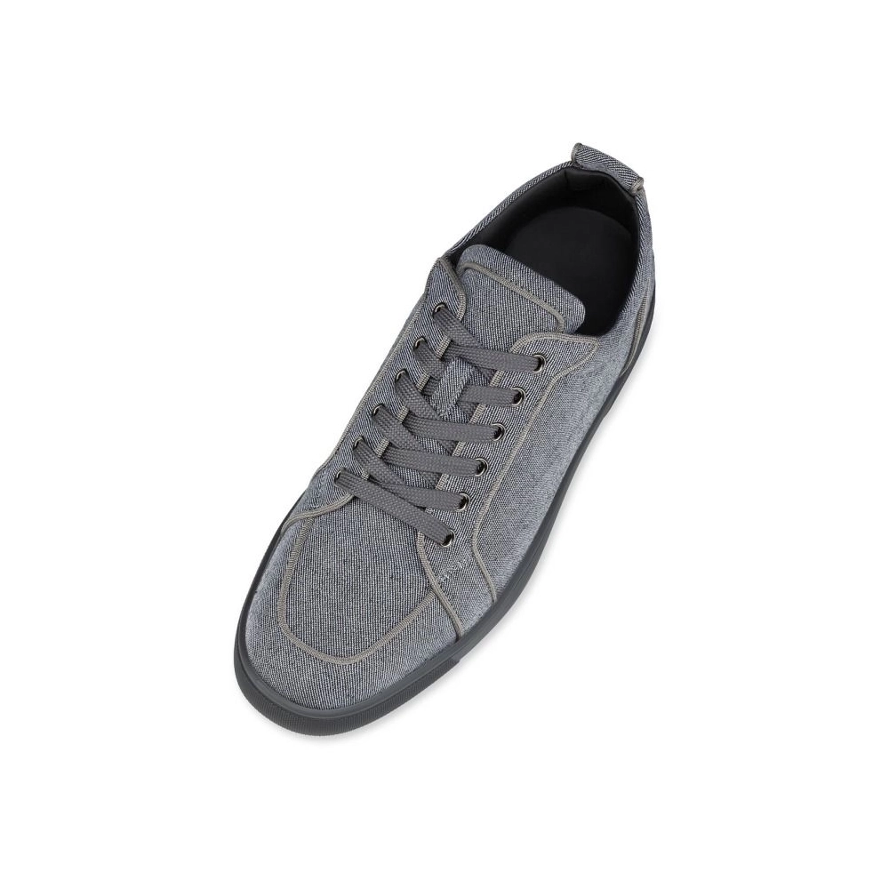 Replica Christian Louboutin Rantulow Sneakers Country Linen Smoky, Fake CL Shoes
