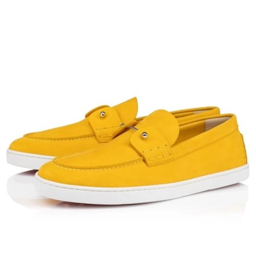 Knockoff Christian Louboutin Chambeliboat Boat Shoes Reversed Nubuck Leather Pollen